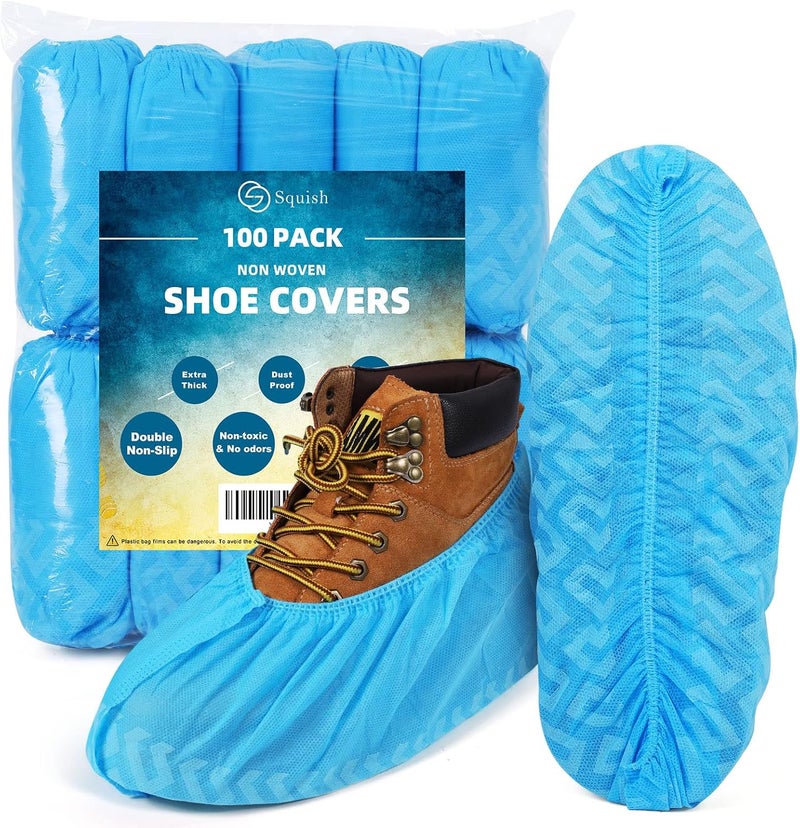 squish Shoe Covers Disposable Non Slip, Thick Extra Disposable Boot Covers Slip Proof Shoe Cover for Indoors Outdoors Recyclable Durable Protector Covers Fits Virtually Most Shoes 100 Pack(50 pairs) - Image 1